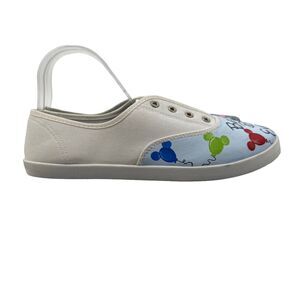 Time and Tru Disney Best Day Ever Sneaker Women 10 White Canvas Laceless Low Top